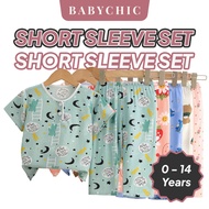 Budak Baju Lengan Pendek Set 0-14 Years Lelaki Perempuan Boy Girl Long Trousers Sleepwear Cute Top