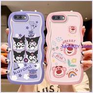 Samsung Galaxy J4 J6 Plus J5 J7 J2 Pro J7 Prime A7 2018 Fashion Cartoon Kuromi Strawberry bear Phone Case Wavy Edge Soft TPU Cover
