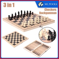 ◭  MLtool 3 in 1 Folding Wooden Chess Board Pieces Set Tournament Size S/M/L/XL International Chess