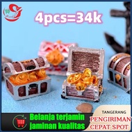 4pcs Kotak Dada Harta Karun Koin Mini Kreatif Buatan Emas Bajak Laut Dekorasi Rumah Aquarium