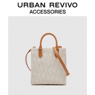 URBAN REVIVO ใหม่ อุปกรณ์เสริมสตรี ดอกไม้เก่า กระเป๋าสะพายข้าง AW10TG2N2005 Ivory white