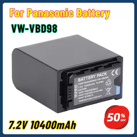 7.2V 10400mAh VW-VBD98 VW-VBD58 VBD78 AG-VBR118 Battery for Panasonic MDH3 PX298 DVX200 HPX250 HPX25