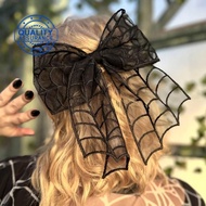 Spider Web Bat Bow Hair Clip Halloween Accessory Mesh Hair Costume Versatile Alloy Hair Black N7v0