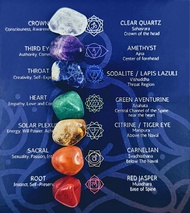 Crystals and Healing Stones Premium Kit Velvet Pouch - 7 Chakra Stones Healing Crystals Set, Ebook,