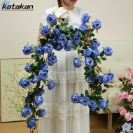 KATAKAN Hanging Flowers Rattan, 8 Colors Plastic Silk Artificial Rose Vine, High Quality 1.7m 21 Hea
