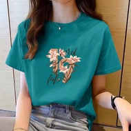 上衣女 衣服女生t恤 t shirt for women summer new white printed short sleeve simple fashion casual ladies t sh
