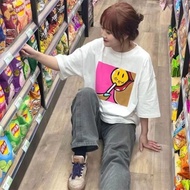 Dr.ew House American street brand loose autumn cotton candy pattern short-sleeved T-shirt for men an