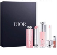 包順豐 Dior LIP SET 迪奧唇部護理3件套：正裝變色潤唇膏001#+豐唇蜜001#+小樣迪奧豐唇蜜038#