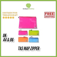New Tas Map Zipper Map A4 & B6 Plastik Doff Buku/Tas Dokumen Zipper