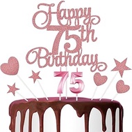 75th Happy Birthday Cake Decoration, 75th Birthday Candle Glitter Cake Topper Anniversary Birthday P