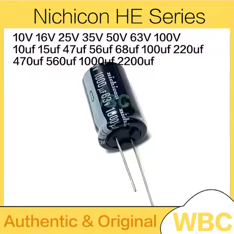 10Pcs Nichicon HE Series Electrolytic Capacitor 10V 16V 25V 35V 50V 63V 100V 10uf 15uf 47uf 56uf 68u