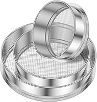 Soil Sieve Stainless Steel Riddle Sieve Set, Garden Potting Soil Sifter, Compost Sifter Screen Pan,