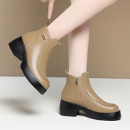 Thick Women's fashion Waterproof Shoe Platform Leather Cotton Shoes Boots Short Anti-slip Sole 2023c