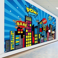 Large Super Theme Hero Party Backdrop Decoration 10x6ft One-piece Inspirational Decor for Classroom 