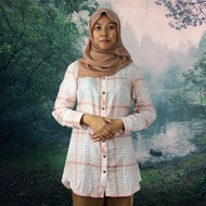 Baju Muslimah Bercorak Petak Cotton fabrik