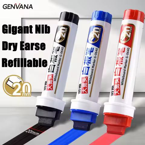 Big Nib Whiteboard Markers 20mm Flat Tip for Clear Visibility Refillable ink Dry Erase JUMBO Markers