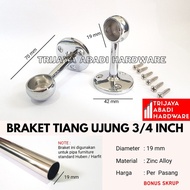 2 X Braket Pipa Bulat Ujung Tepi 3/4 Inch - Braket Pipa Gantung 19Mm