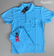 เสื้อโปโล สีฟ้าทะเล เสื้อโปโล Polo Shirt แบรนด์ Geeko ตรากวาง สีพื้นหญิง สีฟ้าทะเล เบอร์18 เนื้อผ้าน