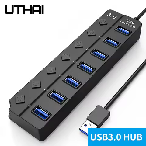 UTHAI 7-port USB 3.0 high-speed transmission hub, one to seven splitter hub, four port laptop high-s