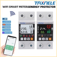 ◩ ◭ ❂ TAXNELE 63A TUYA prepaid WiFi Smart Earth Leakage Voltage Protector circuit breaker Power kWh
