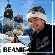 New Unisex Two-tone Winter Hats Add Fur Lined Men And Hats Casual Beanie Winter Fashion Knitted H1f1