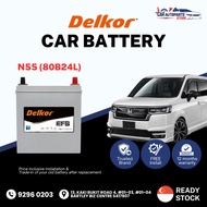 DELKOR EFB N55 (55AH) Vehicle Battery | Shop Install / Onsite Car Battery Replacement Service 80B24L