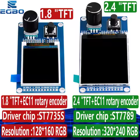 1.8 inch/2.4 inch TFT LCD Display with EC11 Rotary Encoder Combined Module and SPI Interface ST7735S