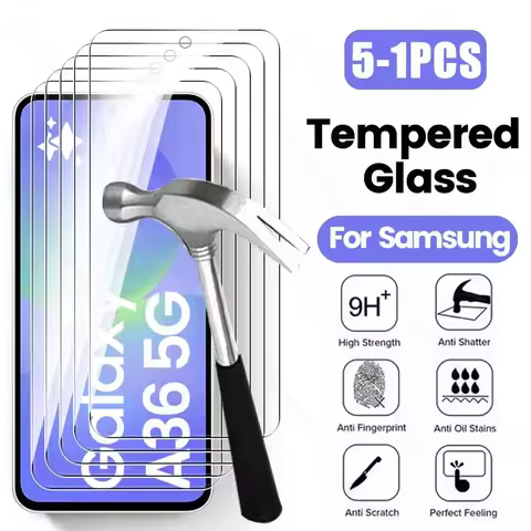 5-1Pcs For Samsung Galaxy A36 5G 9H Tempered Glass On SamsungA36 Sumsung Samsungs A36 A 36 36A 2025 