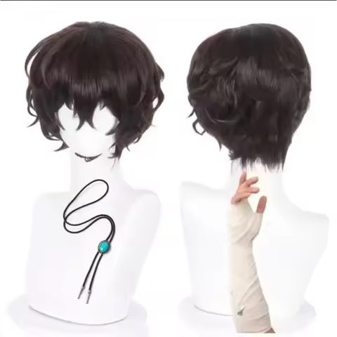 Anime Dazai Osamu Cosplay Wig Cosplay Short Brown Heat Resistant Synthetic Hair Wigs Dazai Osamu Wig