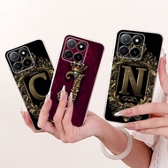 For Honor X5b Case Luxury Initial Letters Soft Silicone Clear TPU Back Cover For Honor X5b Plus GFY-
