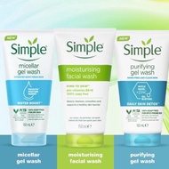 โฟมล้างหน้า Simple Water Boost  150ml.  มี 6 สูตรให้เลือก  Simple-VITAMIN C ， B5+E，GREEN TEA，WATER B