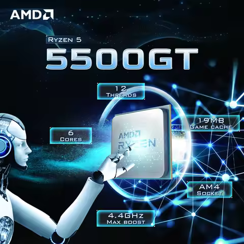 NEW AMD Ryzen 5 5500GT 6-Core 12-Thread 3.6GHz Socket AM4 7NM L3=16M Processor 65W R5 5500GT DDR4 bu