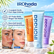 IROhada 3-in-1 Skincare Set Pencuci Muka + Sunscreen SPF50 + Krim 377, Cerahkan & Lindungi Kulit, Un