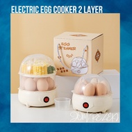 JOM Multifunction Electric Egg Steamer Boiler Cooker 2Layer Pengukus Telur Rumah