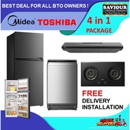 BTO OWNERS COMBI DEAL - TOSHIBA WASHER &amp; FRIDGE + MIDEA HOOD &amp; HOB - FREE DELIVERY &amp; INSTALLATION