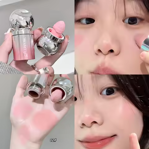 Liquid Blush Stick with Sponge Tip, Waterproof Long-Lasting Skin-friendly Blush Cream Brightening Ef