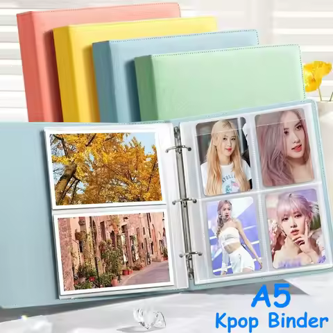 Shiny Leather Binder A5 Kpop Photocard Holder 10×15 Transparent Sleeves A5 Binder Folder 6 inch 3 in