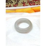 1303 Certified Grade A Ice White Jadeite Jade Ring Ring Size 4.5 US