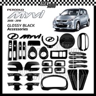 Perodua Myvi 2005 - 2010 Glossy Black Interior Exterior Accessories Steering Wheel Trim Door Handle 