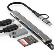 5 in 1 SD Card Reader Adapter, [MFi Certified] USB C & Lightning to Micro SD/SD Card Reader & USB OT