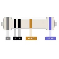 Metal Film Resistor DIP 1/4W Color Ring 0.1% Precision 80R/82R/90R/91R/100R/120R