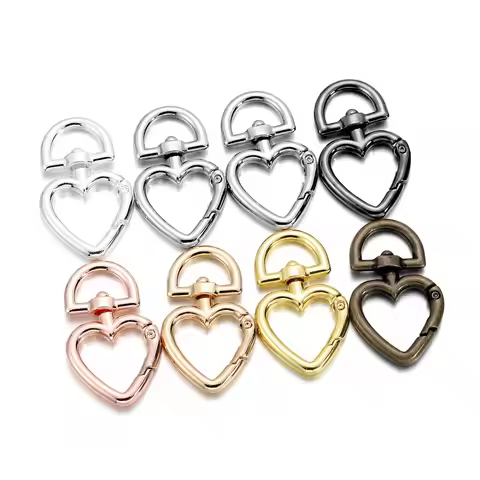 5pcs/lot Love Heart Metal Lobster Keychain Claps Spring Buckle Hook Key Ring Connector For DIY Bag J