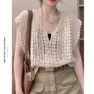 Hanagirl Korean Hollow White Knitted Vest H045