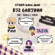 (100-150pcs) Bts CARTOON Theme Name Sticker/WATERPROFF Name Sticker/Direct Paste Name Sticker