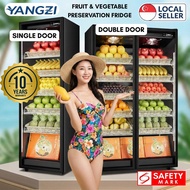 Yangzi Commercial Glass Door Fridge 350L-800L [10 Year Warranty] Fruit Vegetable Showcase Air Coolin
