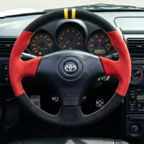 Hand-stitched red suede Car Steering Wheel Cover for Toyota RAV4 Celica Matrix MR2 Supra Voltz Caldi