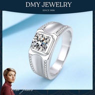 DMY Jewelry Silver 925 Original/ Cincin Lelaki/ 1 Carat Moissanite Ring Gift for Men