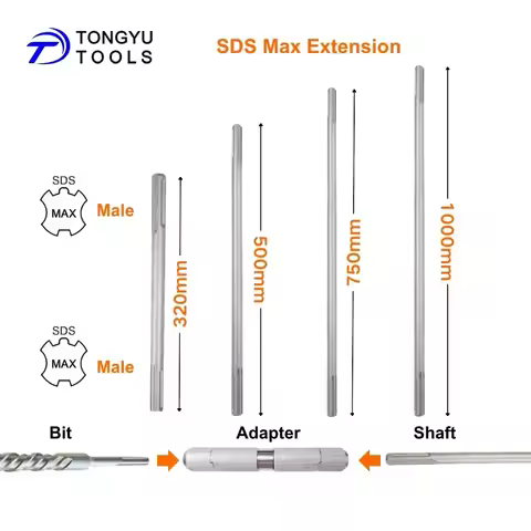 SDS Max Extension Shaft SDS Max Drill Rod with Optional Max-Lock Coupler Adapter for Rotary Hammer D