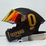 Helm Full Face KYT TT Course Black Doft Matt Hitam Doff Paket Ganteng Leopard Original SNI-DOT