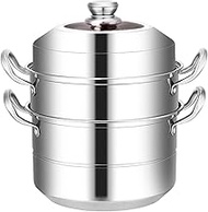 qiuqiu Stainless Steel Steam Pot Steamer, Cooking Pot Food Steamer Pot with Lid, Soup Pot Multi-Layer Boiler Steam, for The Kitchen.-40cm